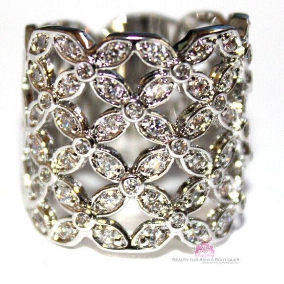 Beauty for Ashes Jewelry - Beautiful Flower Design Band Ring - Size 5-10 Choice - New w/Tags